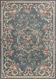 5' X 8' Slate Blue And Red Floral Area Rug