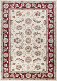 5' X 8' Ivory And Red Floral Medallion Area Rug