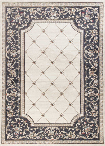 5' X 8' Ivory And Gray Floral Area Rug