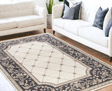 5' X 8' Ivory And Gray Floral Area Rug
