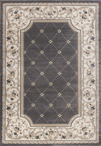 5' X 8' Gray And Ivory Floral Area Rug