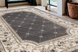 5' X 8' Gray And Ivory Floral Area Rug