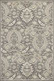 5' X 8' Gray And Ivory Floral Medallion Area Rug
