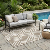 5' X 8' Beige Geometric Indoor Outdoor Area Rug