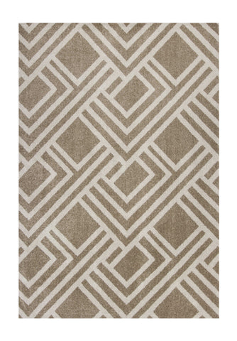 5' X 8' Beige Geometric Indoor Outdoor Area Rug