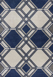 5' X 8' Blue Ivory And Gray Geometric Area Rug