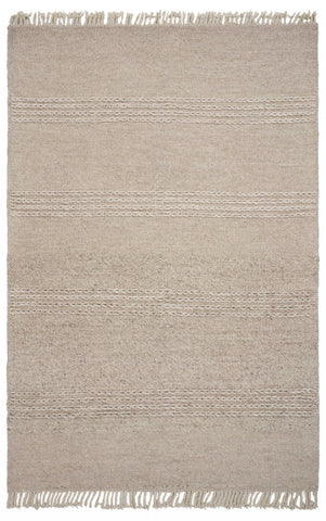 3' X 5' Beige Wool Hand Woven Area Rug