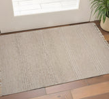 3' X 5' Beige Wool Hand Woven Area Rug