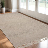 3' X 5' Beige Wool Hand Woven Area Rug