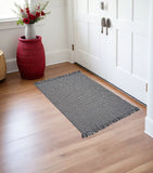3' X 5' Gray And Light Gray Wool Houndstooth Hand Woven Area Rug