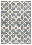 3' X 5' Slate Blue And Ivory Geometric Area Rug