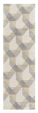 7' Ivory Gray And Cream Wool Geometric Hand Tufted Runner Rug