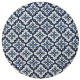 8' Ivory And Blue Moroccan Indoor Outdoor Area Rug