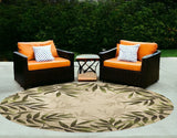 8' Sand Round Floral Indoor Outdoor Area Rug