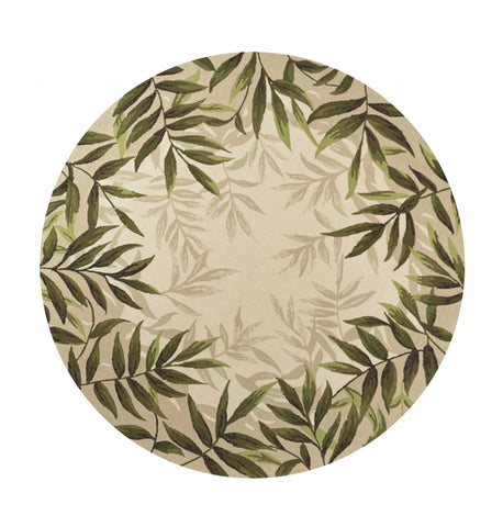 8' Sand Round Floral Indoor Outdoor Area Rug