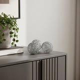 Set of Three Silver Wire 4" Decorative Orbs
