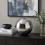 12" Silver Buffed Aluminum Decorative Orb Tabletop Sculpture