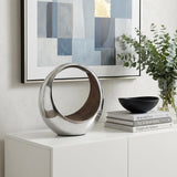 11" Brown and Silver Aluminum Circular Decorative Bowl