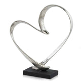 16" Raw Silver And Black Heart Sculpture