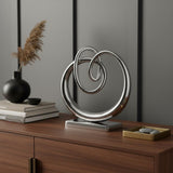 17" Silver Buffed Aluminum Modern Abstract Tabletop Sculpture
