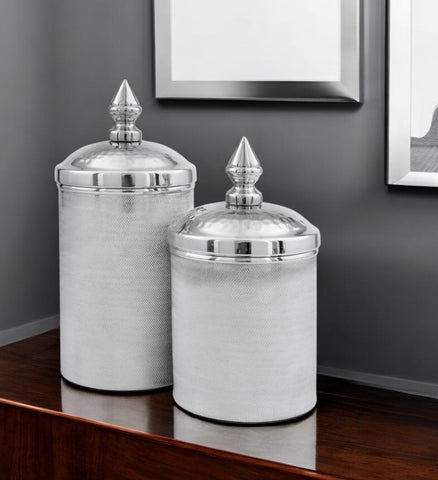 11" Silver Tweed Aluminum Decorative Canister