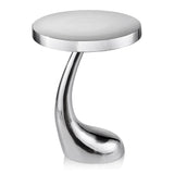 21" Silver Aluminum Round Abstract End Table
