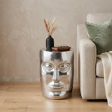 18" Silver Aluminum Faces Round End Table