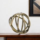7" Bronze Cast Iron Decorative Orb Tabletop Sculpture