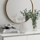 10" Silver and Faux Crystal Decorative Pear Tabletop Sculpture