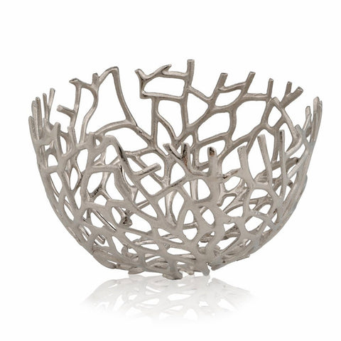 15" Silver Aluminum Twigs Centerpiece Bowl