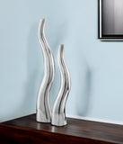 Set of Two Silver Aluminum Squiggly Vases
