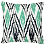 18" Black and Green Ikat Throw Pillow Cover