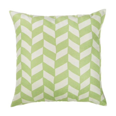 18" Green and White Geometric Throw Pillow Cover