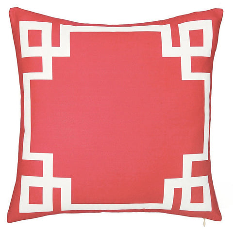 18" Red And White Fabric Throw Pillow Cover