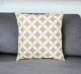 18" Taupe and White Fabrc Throw Pillow Cover