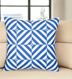 18" Blue And White Fabric Throw Pillow Cover