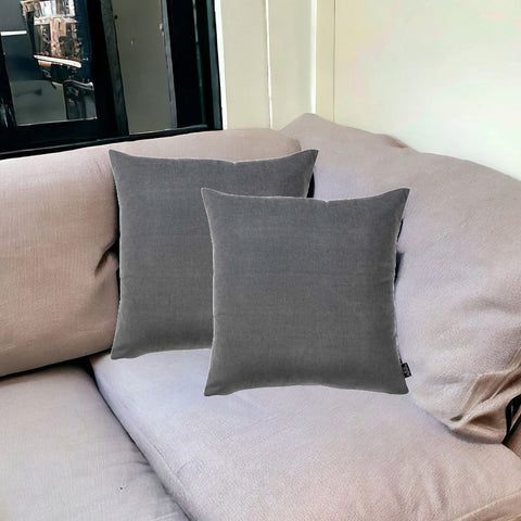 Set of Two 20" Gray Throw Pillow Covers