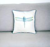 18" Blue and White Fabrc Throw Pillow Cover