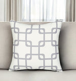18" Gray and White Throw Pillow Cover