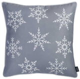 18" Silver Christmas Snowflakes Fabric Throw Pillow Cover