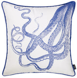 18" Blue And White Fabric Throw Pillow Cover