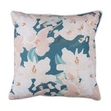 18" Blue and Pink Floral Throw Pillow Cover