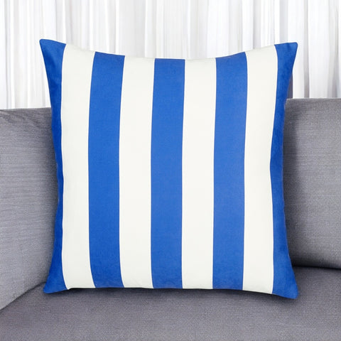 18" Blue And White Fabric Throw Pillow Cover