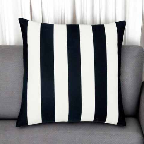 18" Black and White Striped Throw Pillow Cover