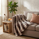 50" X 60" Brown And White Modern Contemporary Heated  Throw Blankets