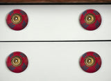 Set of Twelve Blue And Red Floral Ceramic Drawer Pull Knobs