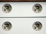Set of Twelve Black And White Floral Ceramic Drawer Pull Knobs