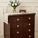 Set of Eight Orange And White Floral Ceramic Drawer Pull Knobs