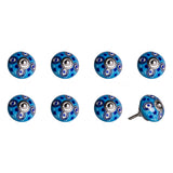 Set of Eight Blue And White Botanical Ceramic Drawer Pull Knobs