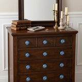 Set of Twelve Blue And White Botanical Ceramic Drawer Pull Knobs